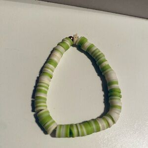 Green and White Beaded Bracelet